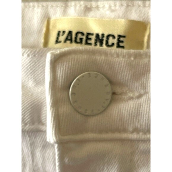 L’AGENCE Josie High Rise Skinny Jeans Size 25 White Women’s Split Side Hem NWOT - Picture 5 of 9